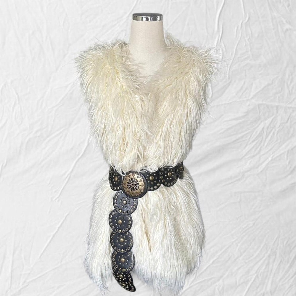 Ralph Lauren Cream Faux Fur Vest Women's L - Picture 2 of 6